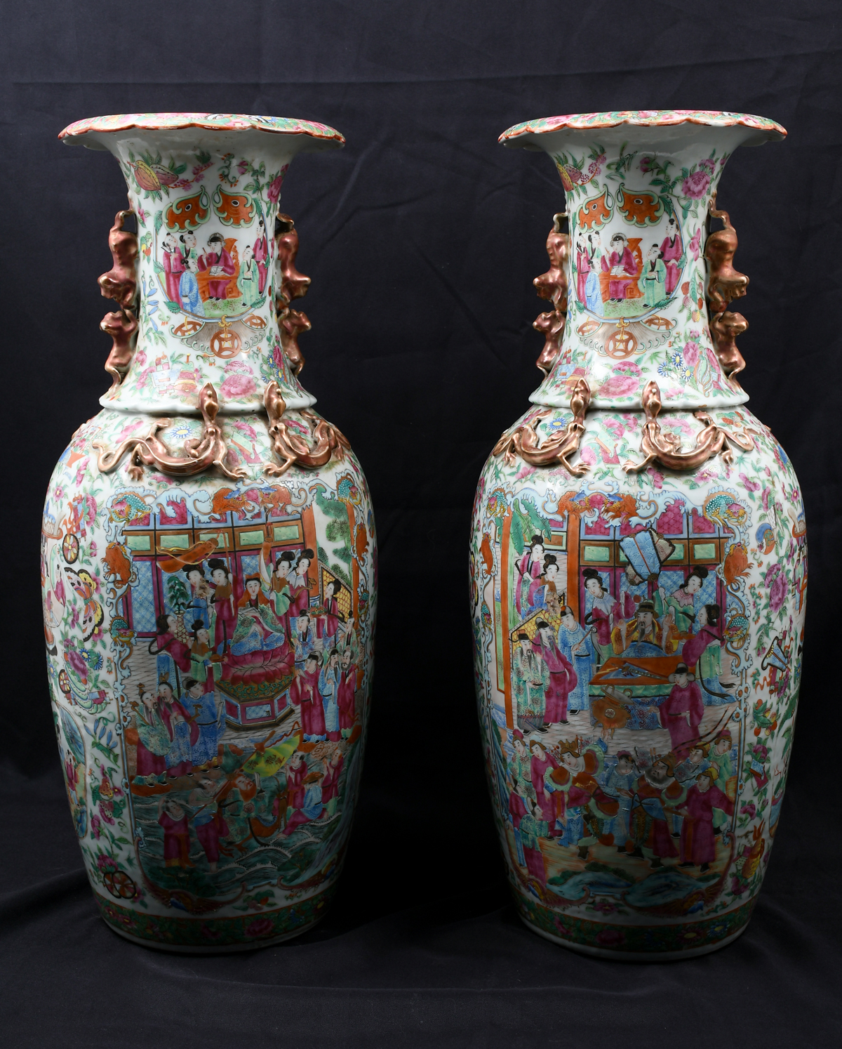 Appraisal: LARGE PAIR OF CHINESE ROSE MEDALLION VASES Porcelain baluster form