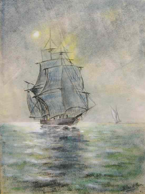 Appraisal: James Blackton American - Ship at Sea pastel signed Blackton