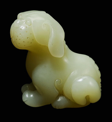 Appraisal: Jade Dog Ming or Qing Dynasty even pale yellow seated