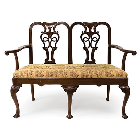 Appraisal: Irish George II Mahogany Double Chair Back Settee Estimate -