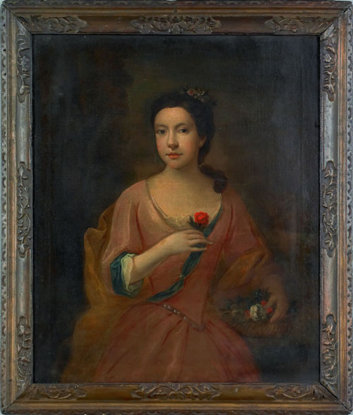 Appraisal: English School th c oil on canvas portrait of a