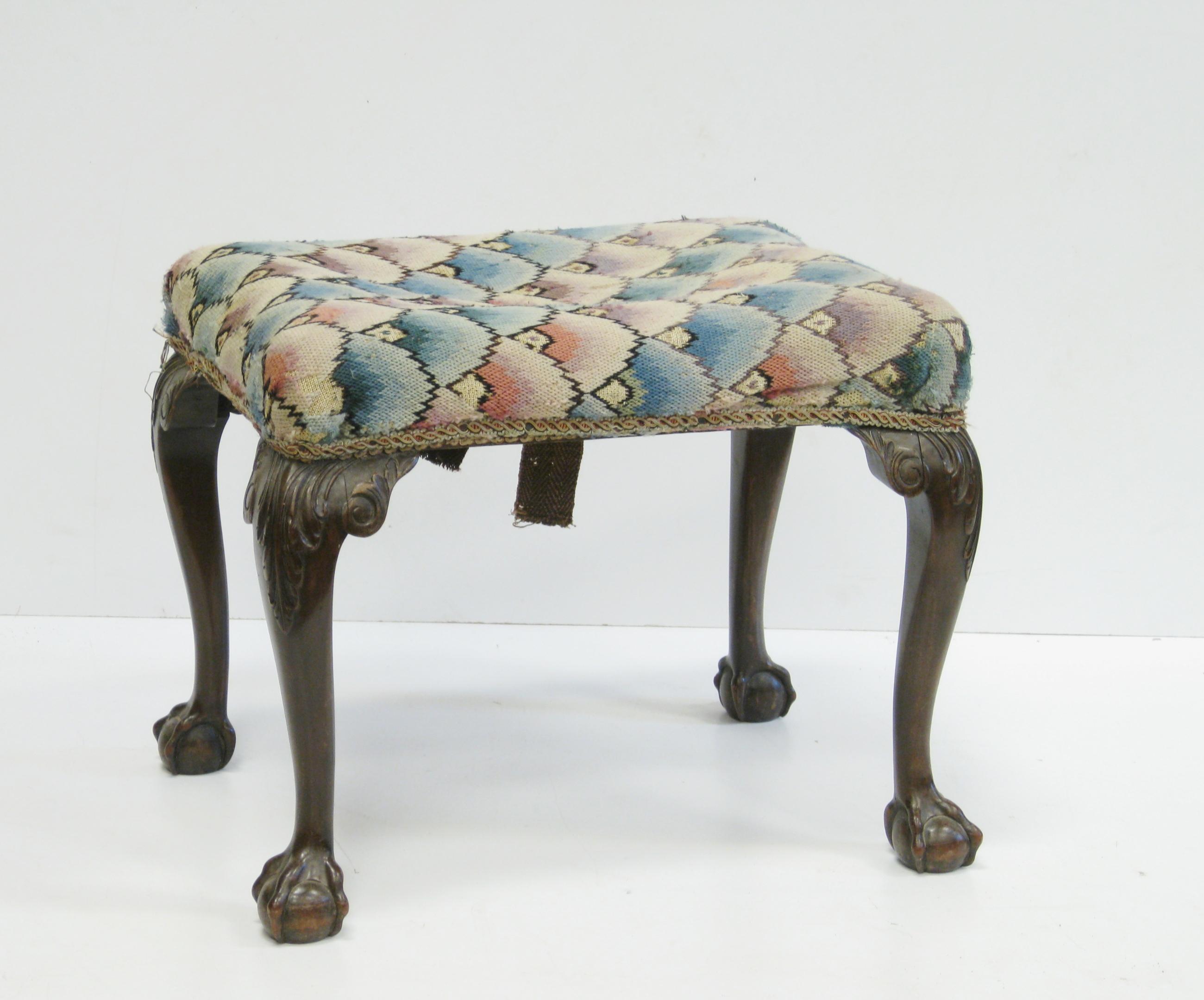 Appraisal: A Georgian style Dressing Stool with woolwork upholstered top on