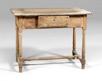 Appraisal: Southern style stretcher-base table walnut drawer with nailed construction some