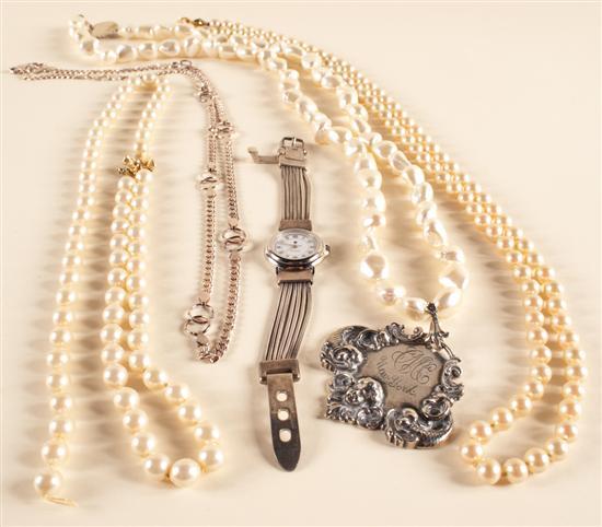 Appraisal: Assorted silver and faux pearl jewelry