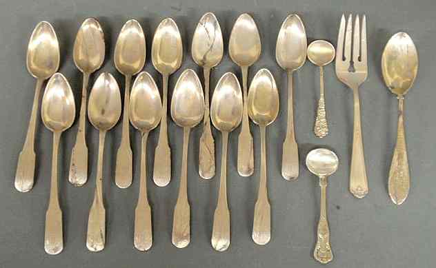 Appraisal: Set of thirteen coin silver spoons by H J Pepper