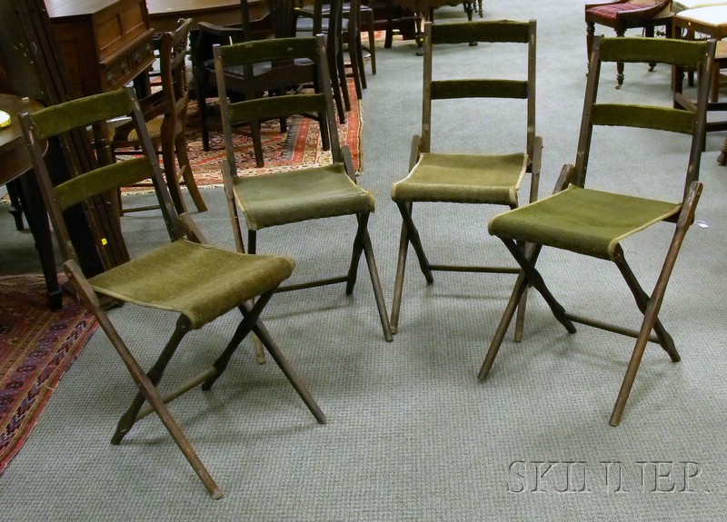 Appraisal: Set of Four Late Victorian Folding Campaign Chairs