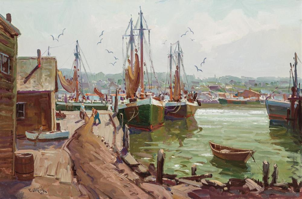 Appraisal: PAUL STRISIK American - At the Harbor Gloucester oil on