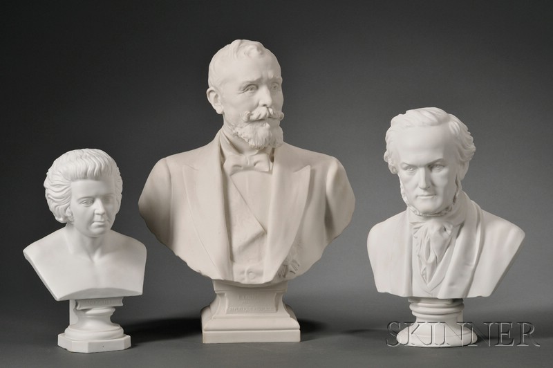 Appraisal: Three Continental Parian Porcelain Busts of Male Notables late th