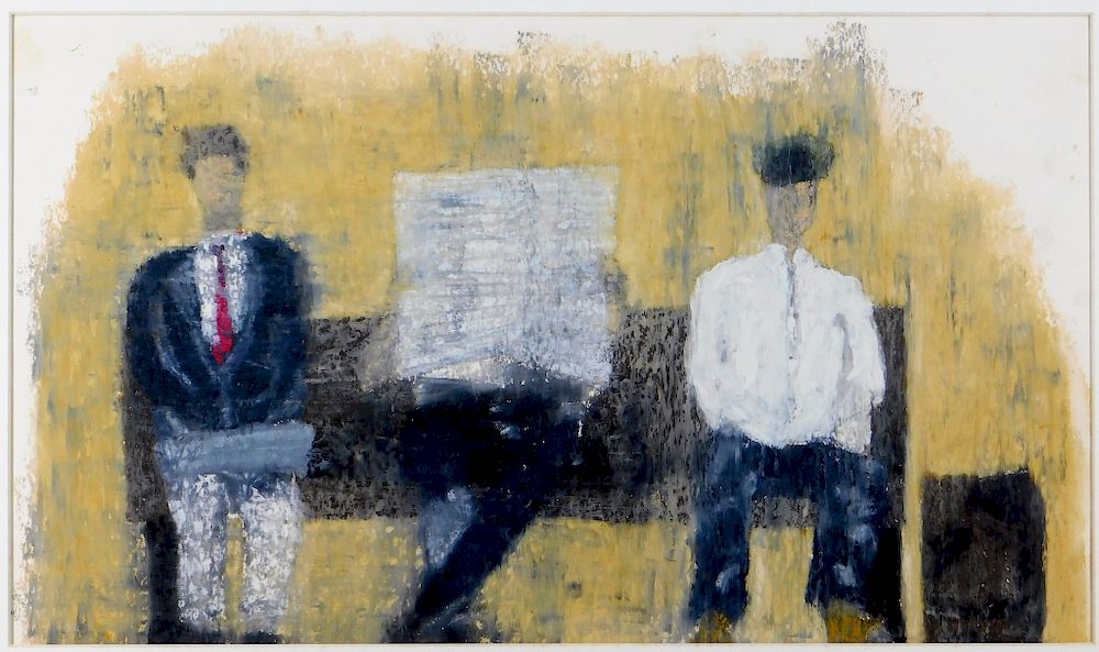 Appraisal: C American Modernist Subway Bench Painting United States th Century