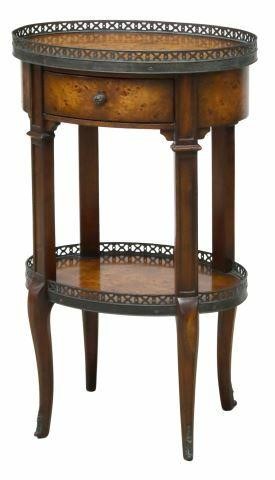 Appraisal: French style burled elm side table Theodore Alexander late th