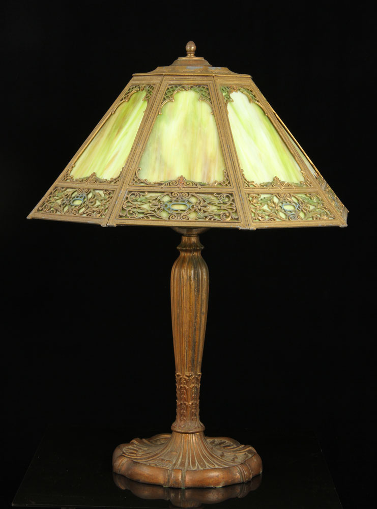 Appraisal: - Slag Glass Lamp Lamp slag glass possibly Miller x