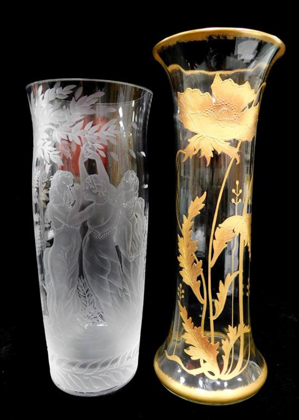 Appraisal: GLASS Ingrid etc two th C glass vases the first