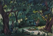 Appraisal: Edmund Minor Archer American b A forest interior Watercolor on