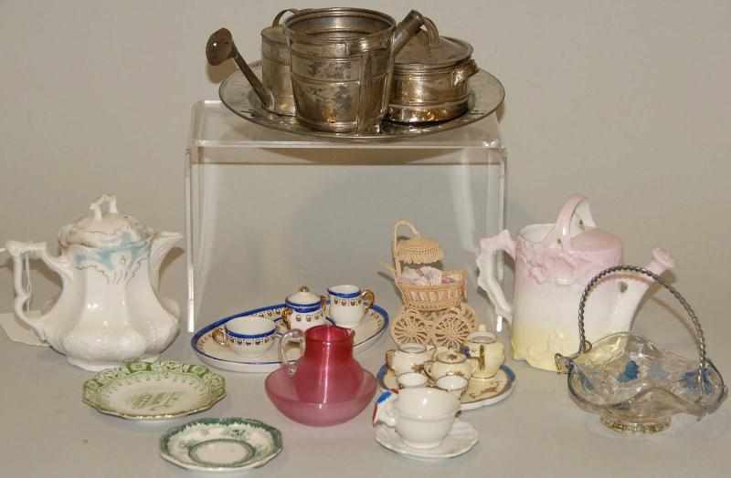 Appraisal: Assorted Doll and Miniature Tea Set Items Includes ceramic watering