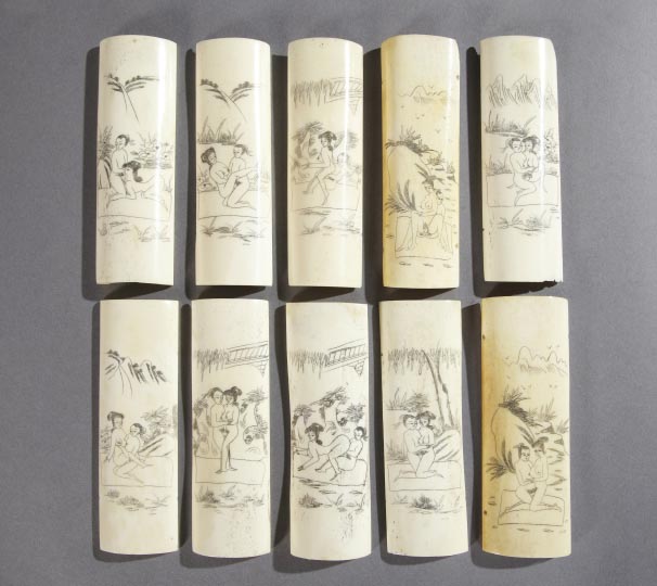 Appraisal: Set of Ten Japanese Ivory Shunga Plaques first quarter th