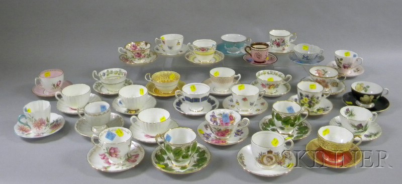 Appraisal: Collection of Decorated Porcelain and Ceramic Cups and Saucers thirty