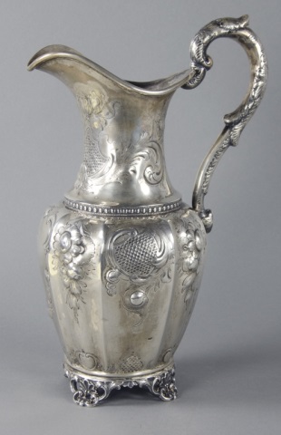 Appraisal: Hand-Chased Silverplate EwerCirca late th century No marks Excellent condition