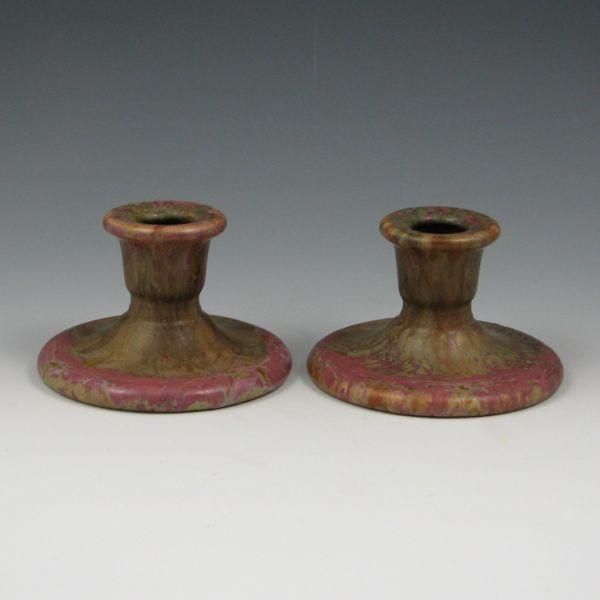 Appraisal: Pair of Roseville Carnelian II - candleholders One is marked