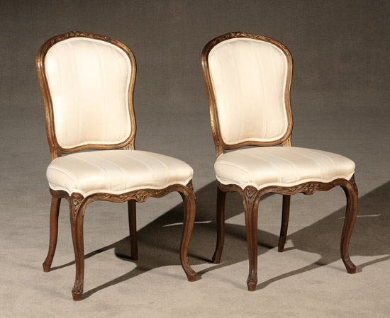 Appraisal: Pair of Louis XV Style Gilt Beechwood Chaises Late th