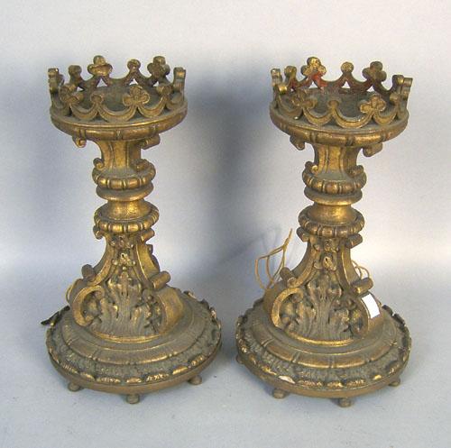 Appraisal: Pair giltwood table lamps h