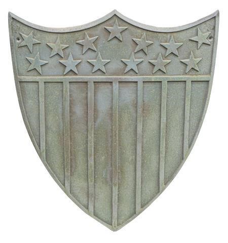 Appraisal: Architectural cast metal federal shield in a verde patina depicting