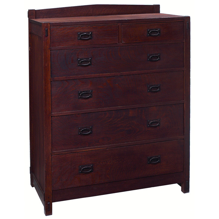 Appraisal: Gustav Stickley chest two half drawers over four full drawers