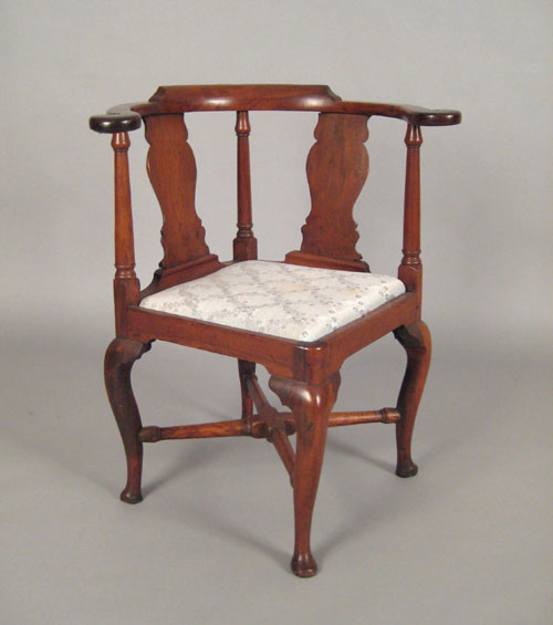 Appraisal: George II mahogany corner chair ca with voluted hand holds