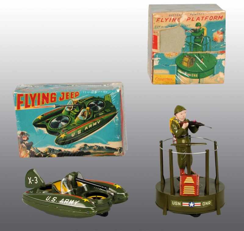 Appraisal: Lot of Tin Military Toys Description Japanese Working Includes one