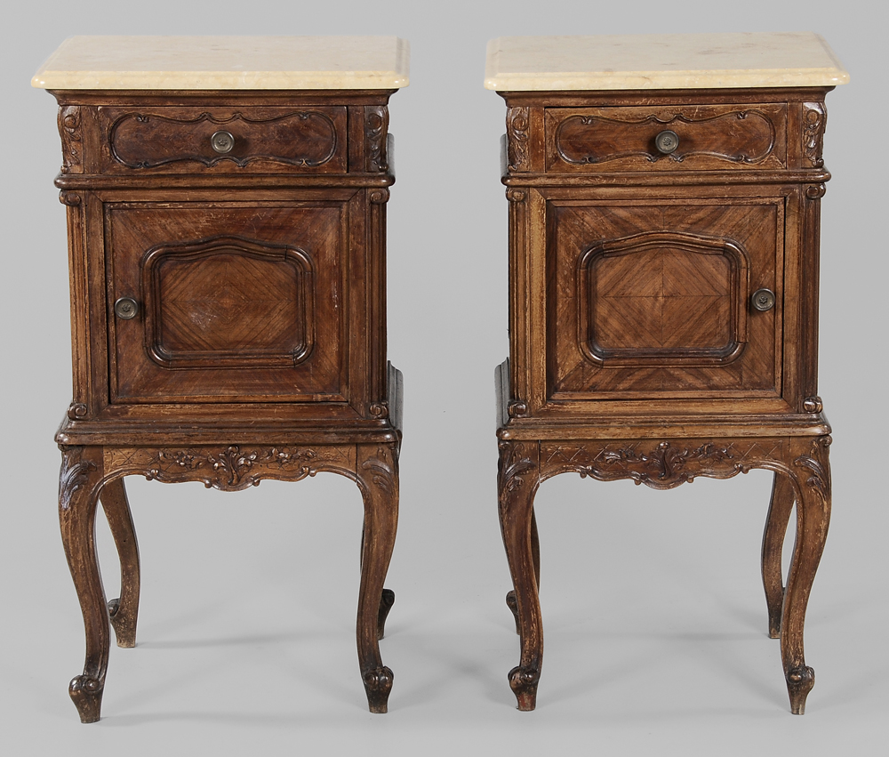 Appraisal: Pair Provincial Louis XV Style Bedside Tables French late- th