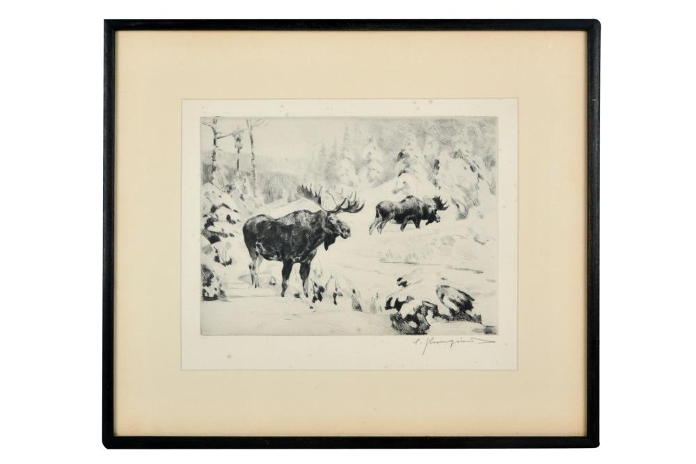 Appraisal: CARL CLEMENS MORITZ RUNGIUS - MOOSEetching and drypoint on paper