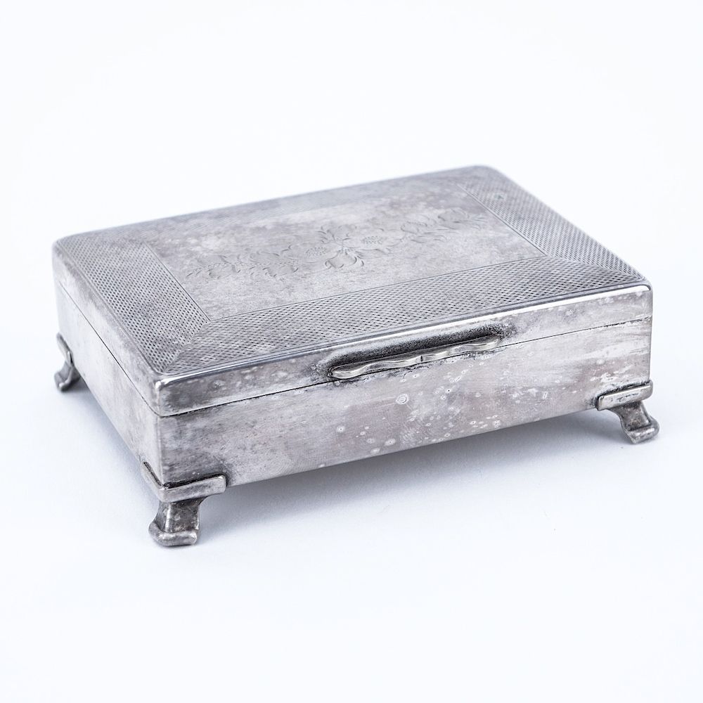 Appraisal: Aristocrat Silver Plated Wood Lined Cigarette Box Aristocrat Silver Plated