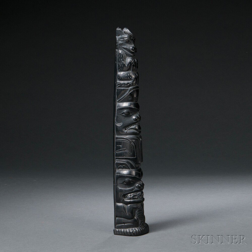 Appraisal: Haida Argillite Model Totem Pole with various human and animal