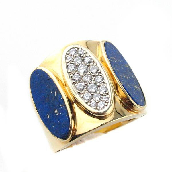 Appraisal: A diamond lapis and k gold gent's ring