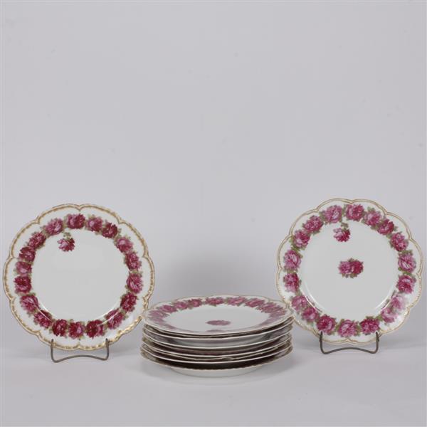 Appraisal: Eight Haviland drop rose Limoges porcelain China dinner plates Eight