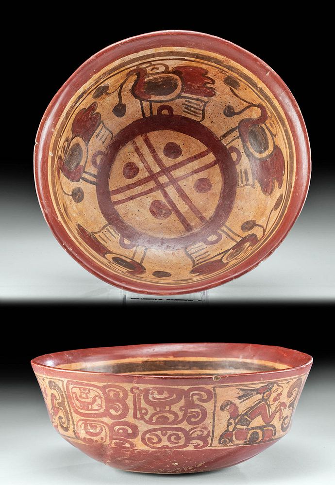 Appraisal: Maya Copador Polychrome Bowl w Zoomorphs Pre-Columbian Guatemala and southern