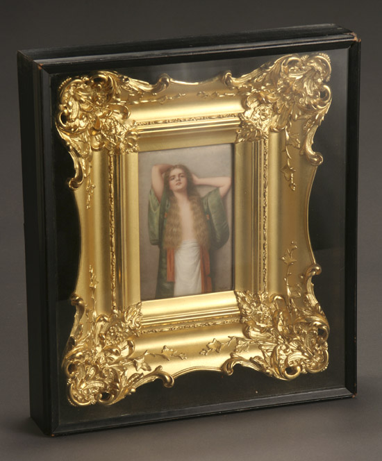 Appraisal: German Porcelain Plaque of Bien-Etre After a painting by Max