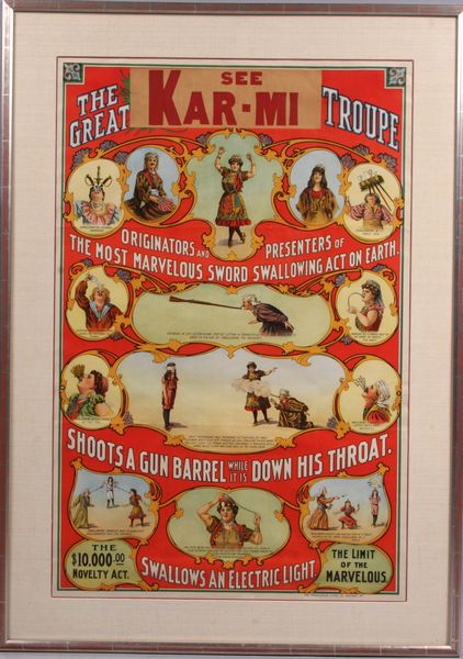 Appraisal: The great troupe 'See Kar-mi' framed poster x sight x