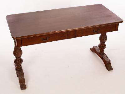 Appraisal: A Victorian mahogany hall table fitted two drawers and raised