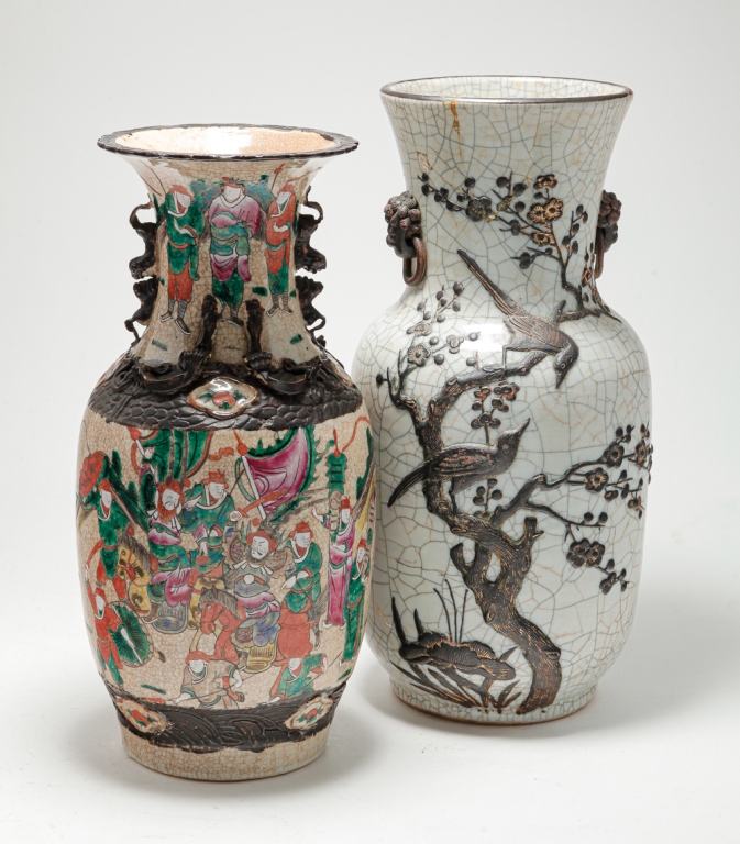 Appraisal: TWO CHINESE CRACKLE GLAZE PORCELAIN VASES Late th-early th century