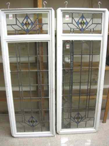 Appraisal: A PAIR OF LEADED GLASS WINDOWS English early th century