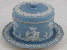 Appraisal: A Wedgwood blue jasper butter dish and cover Impressed mark