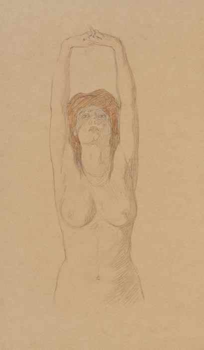 Appraisal: Raphael Kirchner - Standing nude with arms raised pencil with