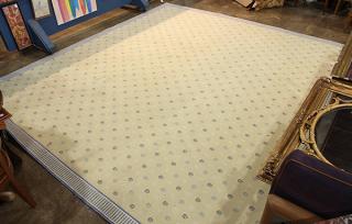 Appraisal: Moderne machine made carpet with blue and white swirl decoration