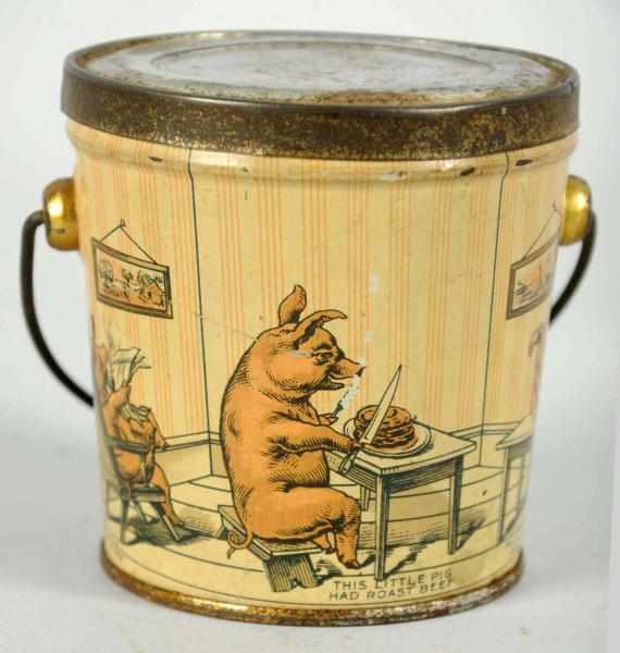 Appraisal: Three Little Pigs Peanut Butter Tin Nice early tin with