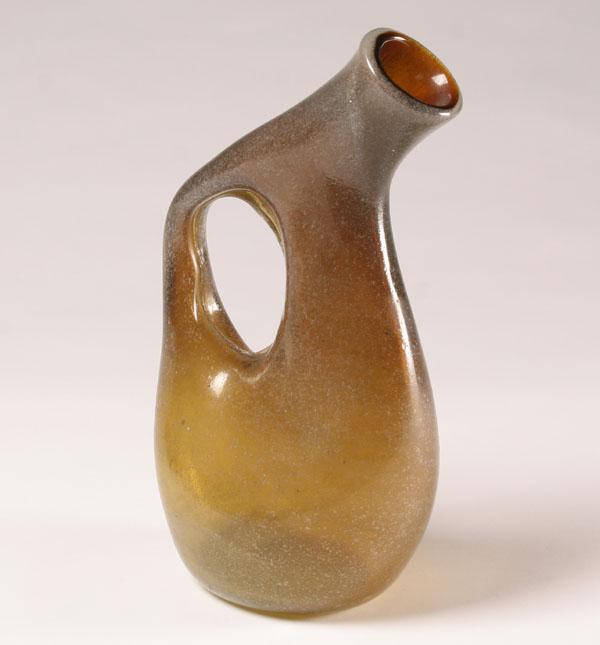 Appraisal: Murano Pulegoso art glass vessel Shaded amber pierced and pulled