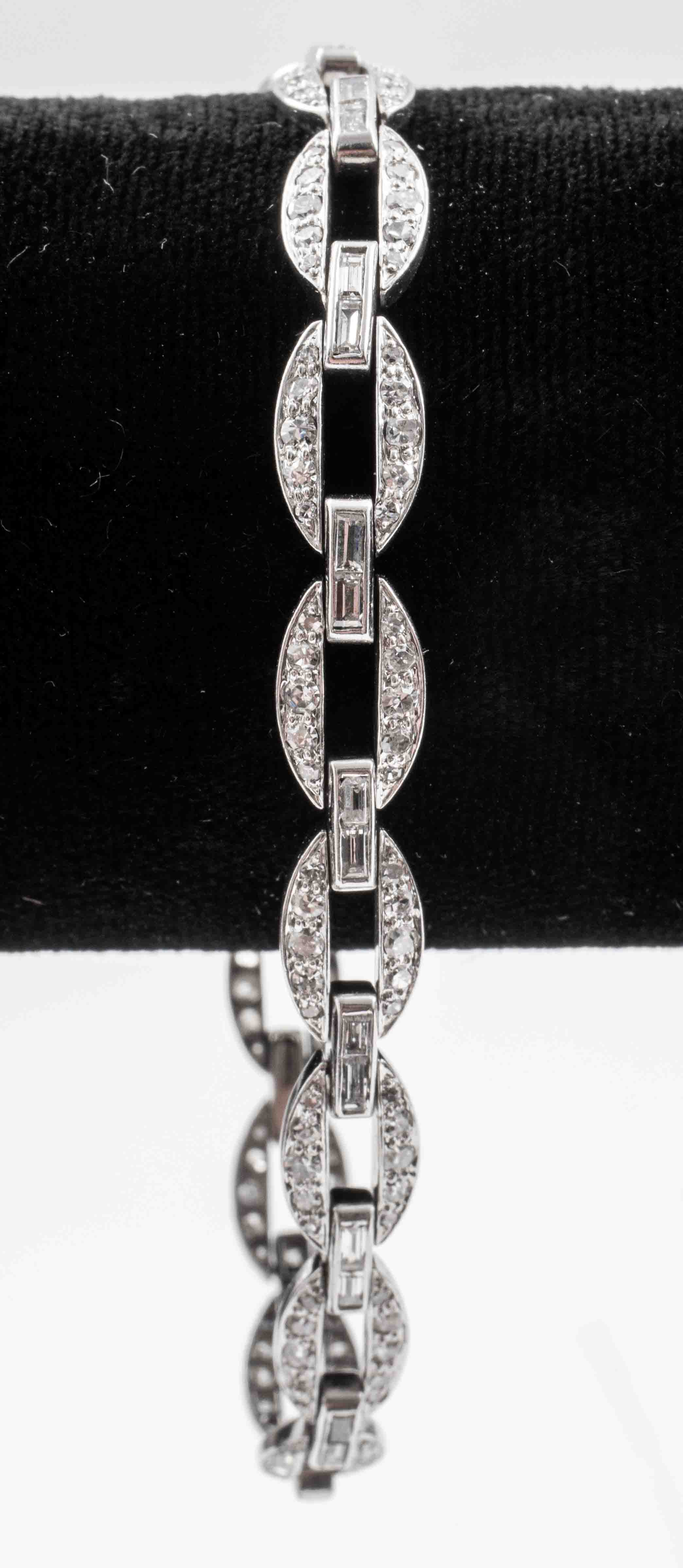 Appraisal: ART DECO PLATINUM DIAMOND PAVE LINK BRACELET Art Deco platinum