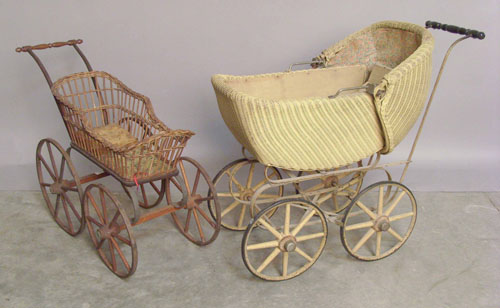 Appraisal: Two wicker doll strollers ca