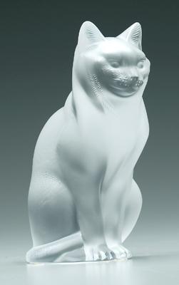 Appraisal: Lalique cat Chat Assis base etched in script Lalique France