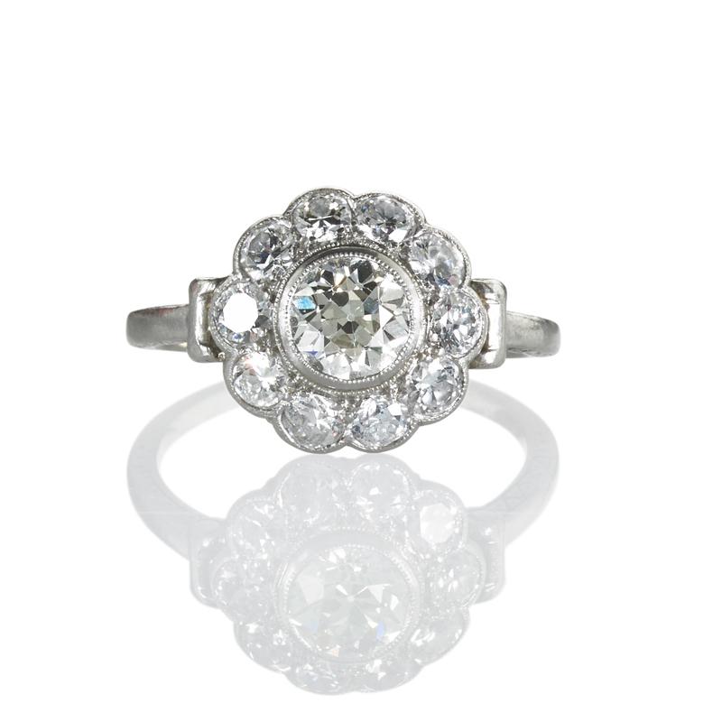 Appraisal: ART DECO DIAMOND PLATINUM FLORIFORM CLUSTER RING Condition Report I-J