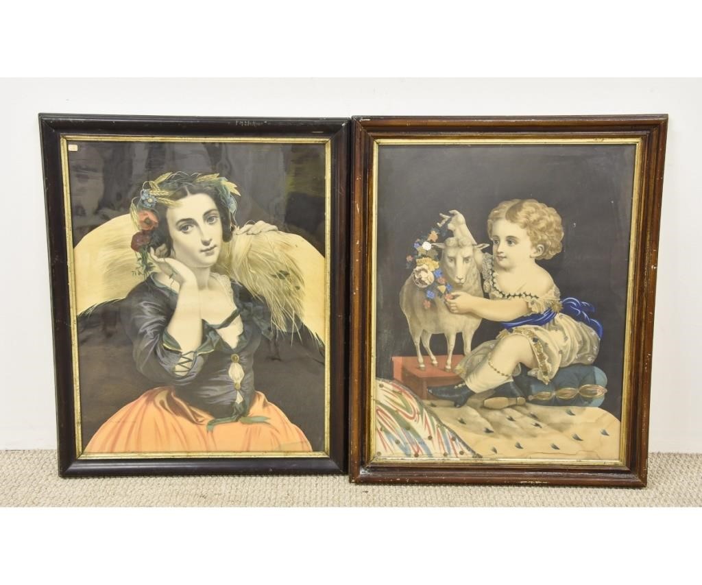 Appraisal: Two German Victorian-era framed lithographs one titled Innocence Both x